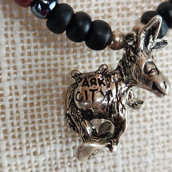 Bad Ass Kona Coffee Donkey Charm Beaded Necklace Park City Utah Snowboarder - Picture 3 of 6